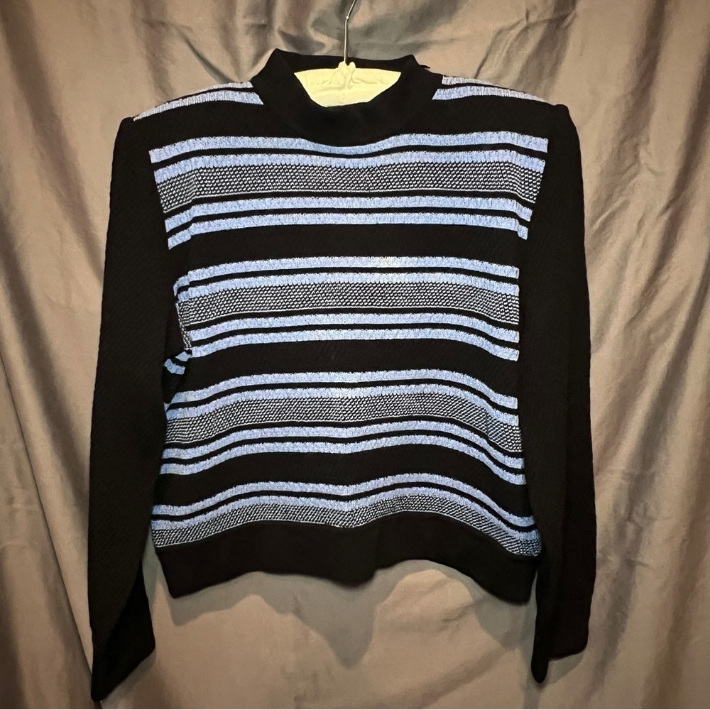 🌷SPRING CLEANING 🌷St. John Collection Black and blue striped pullover Size Large